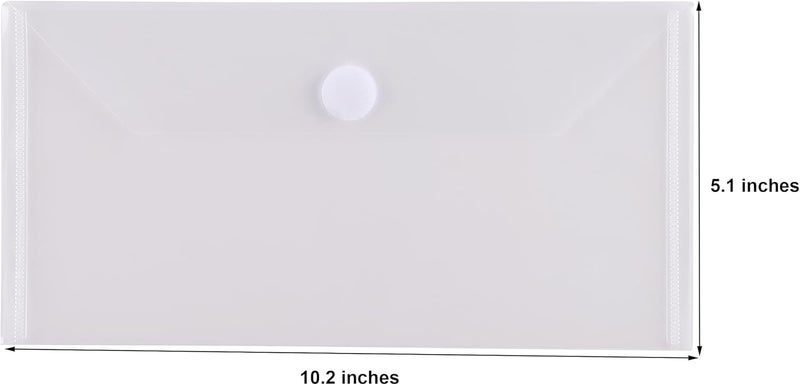 YESSART #10 Clear Plastic Envelopes 5 x 10 Money Receipt Bill Storage Holder 20 Pack Hook Loop Closure - Image 2